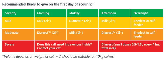 chart for treating calf scours